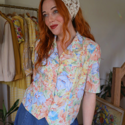 Light Floral Vintage Blazer Top | M