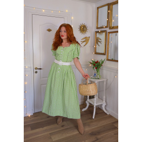 Light Green Gingham Vintage Dress | L