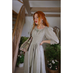 Light Green Linen Cottagecore Vintage Dress | S