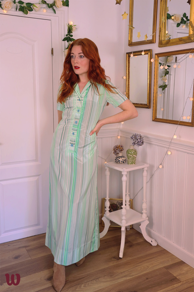 Light Green Striped Vintage Maxi | S/M
