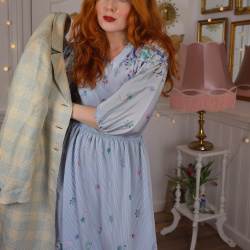 Light Lilac Floral Vintage Dress | S