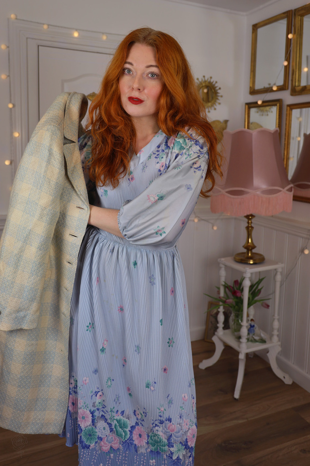 Light Lilac Floral Vintage Dress | S