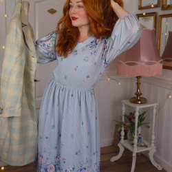 Light Lilac Floral Vintage Dress | S