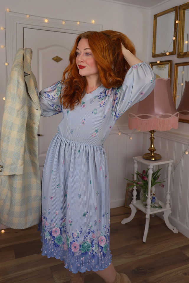 Light Lilac Floral Vintage Dress | S