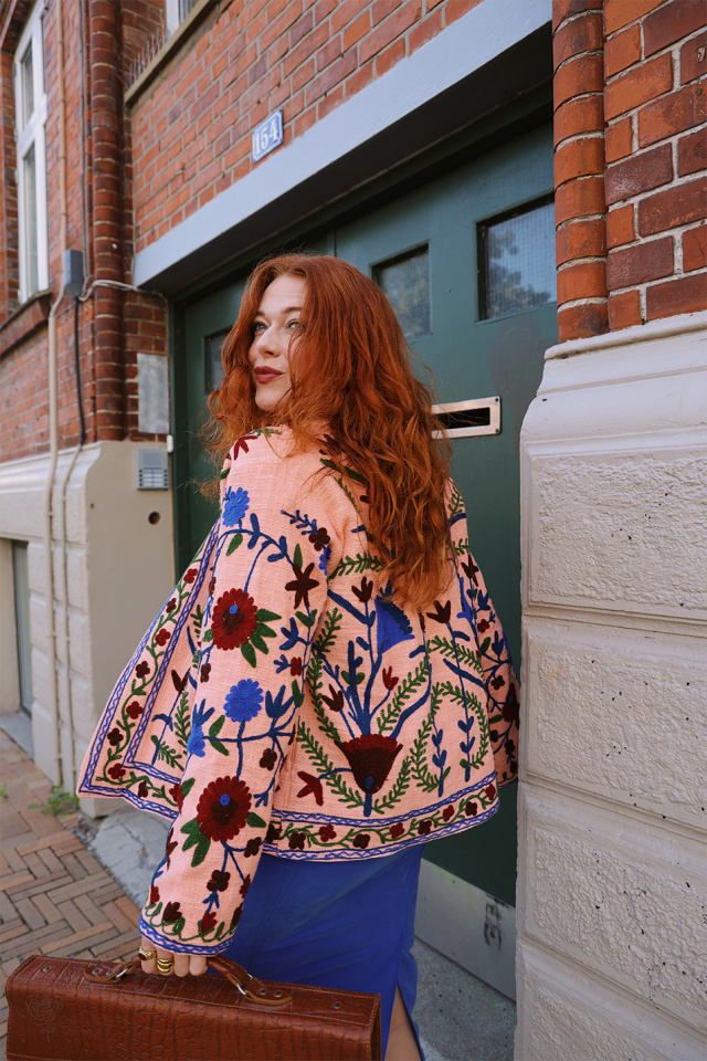 Light Peachy Floral Suzani Jacket 