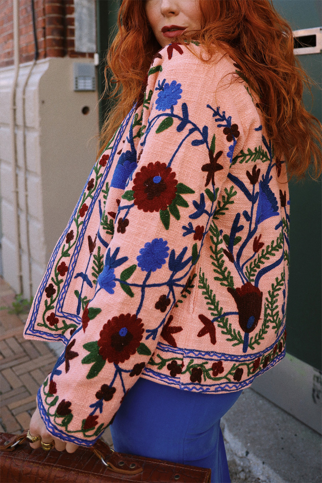 Light Peachy Floral Suzani Jacket 