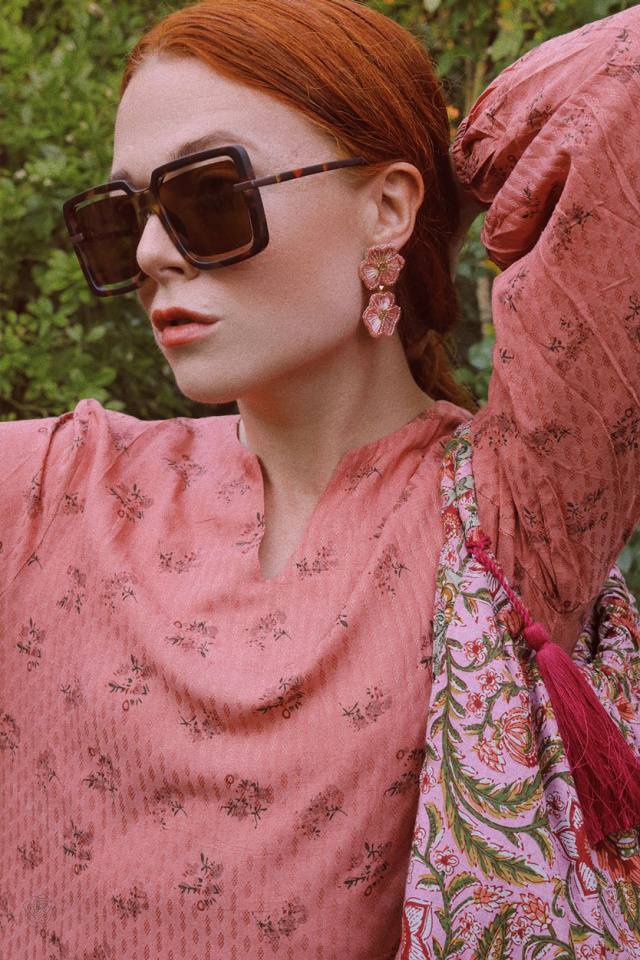 Light Pink Pansy Earrings 