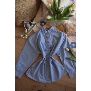 Light Denim Countryside Embroidered Blouse | L/XL