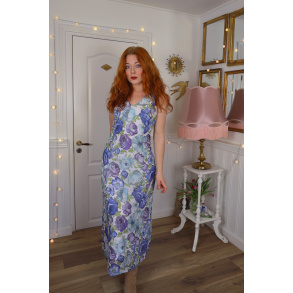 Lilac & Blue Floral 90's Maxi Dress | M