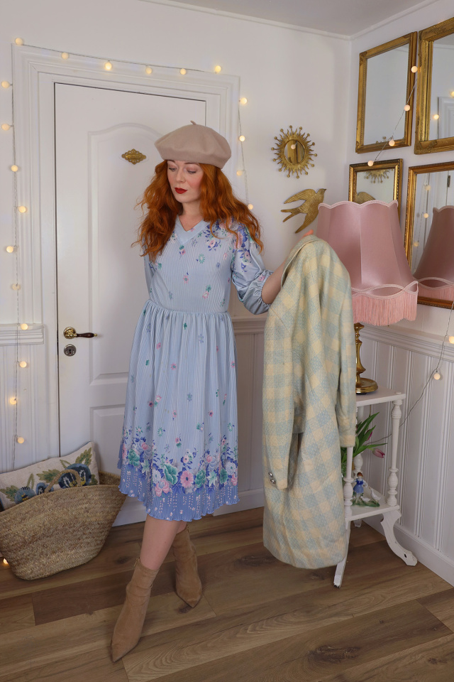 Light Lilac Floral Vintage Dress | S