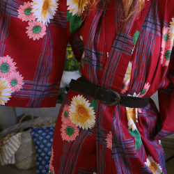 Long Red Floral Vintage Kimono | M-XXL