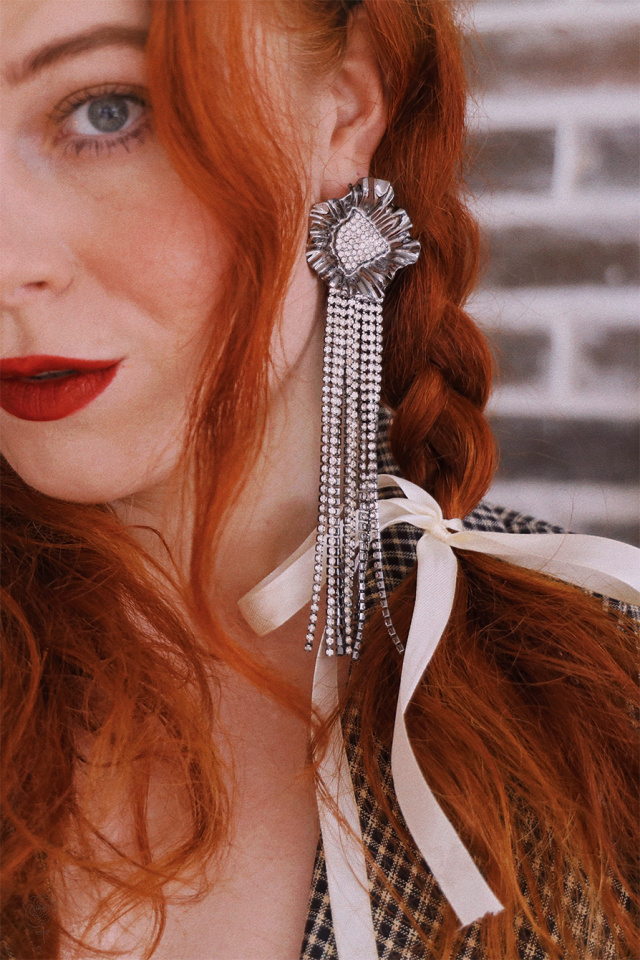 Long Silver Fringes Earrings 