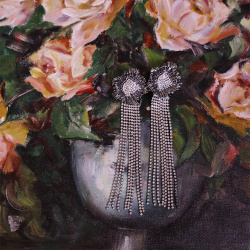 Long Silver Fringes Earrings 