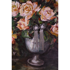 Long Silver Fringes Earrings 