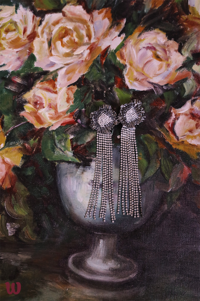Long Silver Fringes Earrings 