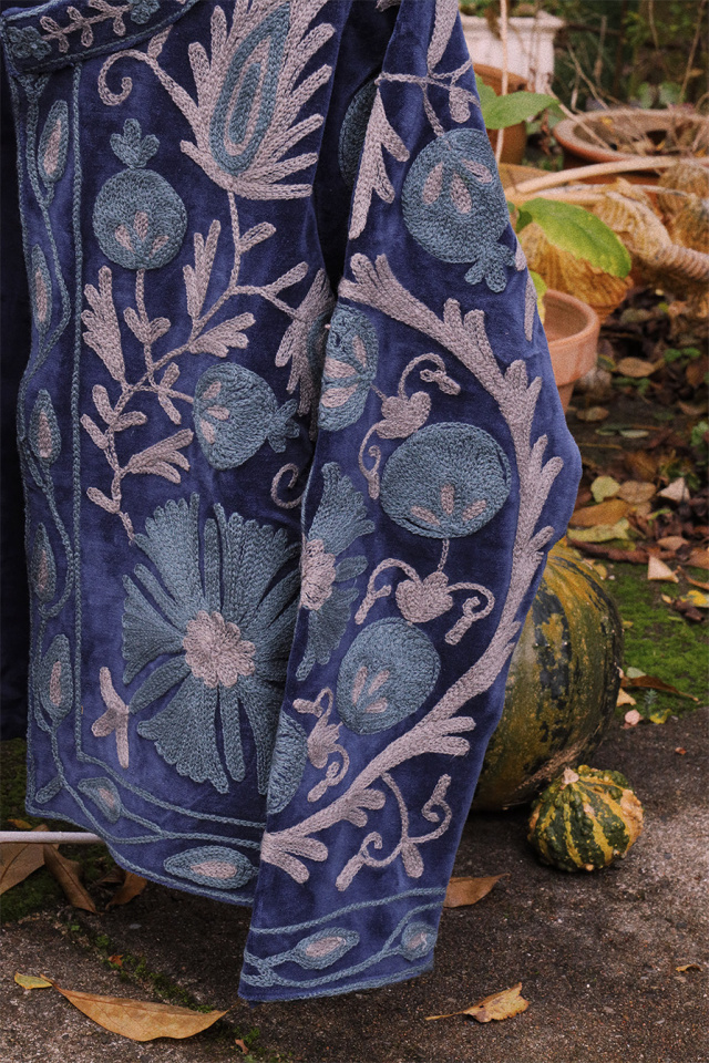 Magical Fall Blue Velvet Jacket