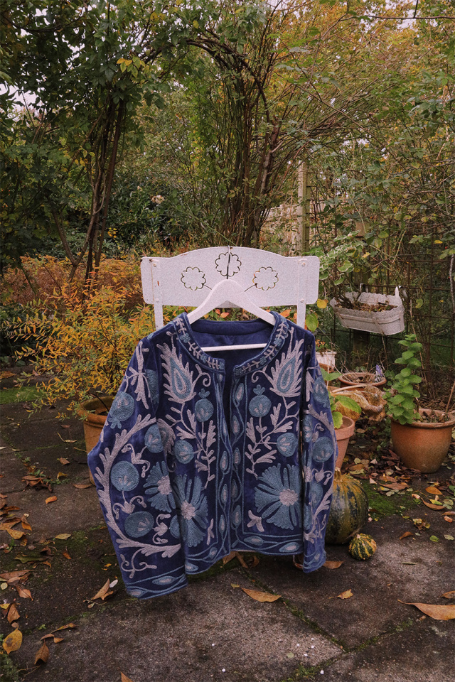 Magical Fall Blue Velvet Jacket