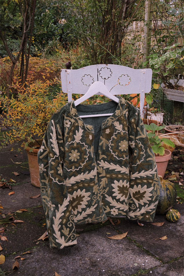 Magical Fall Green Velvet Jacket 