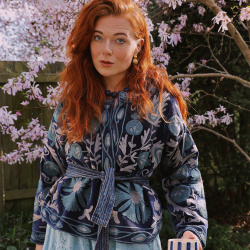 Magical Fall Blue Velvet Jacket