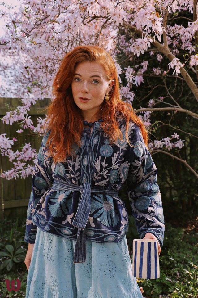 Magical Fall Blue Velvet Jacket