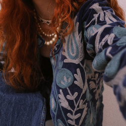 Magical Fall Blue Velvet Jacket