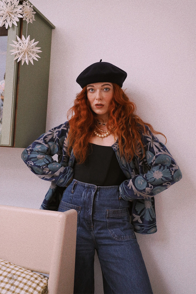 Magical Fall Blue Velvet Jacket