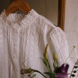 Martha | White Ruffle Cotton Blouse 