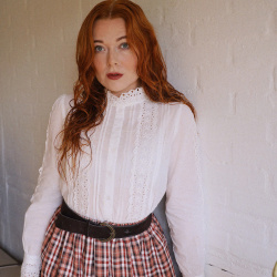 Martha | White Ruffle Cotton Blouse 