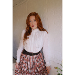 Martha | White Ruffle Cotton Blouse 