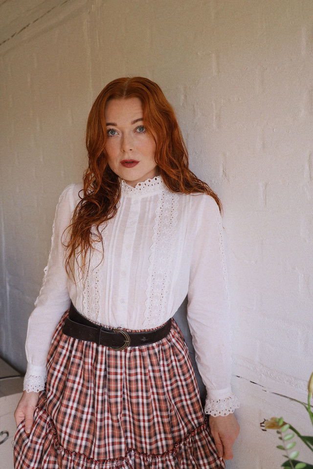 Martha | White Ruffle Cotton Blouse 