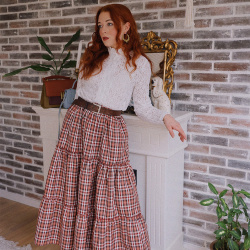 Red Mellow Plaid Maxi Skirt 