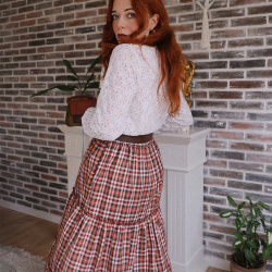 Red Mellow Plaid Maxi Skirt 