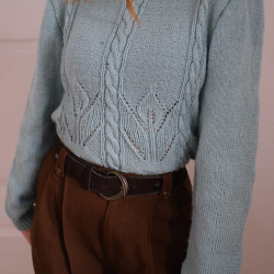 Mint Green Handmade Wool Sweater | S