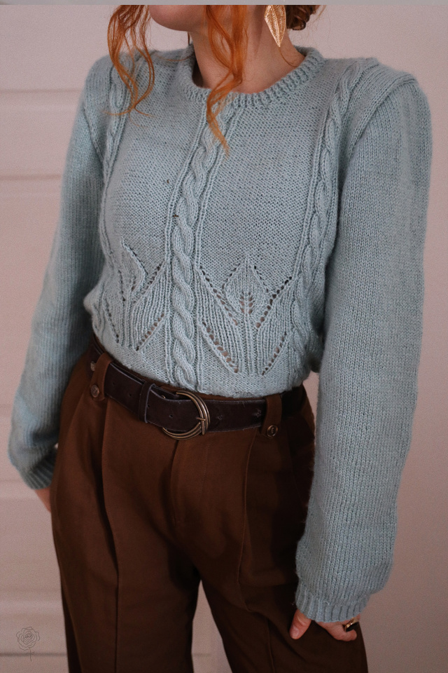Mint Green Handmade Wool Sweater | S