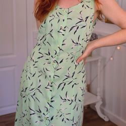 Minty Green Leaf 90's Vintage Dress | M