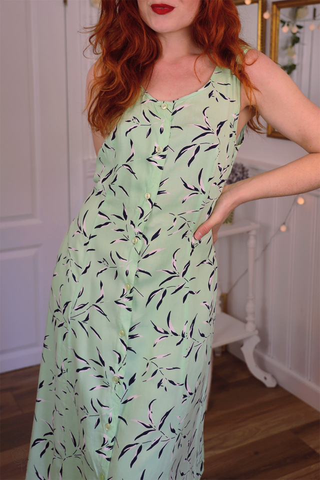 Minty Green Leaf 90's Vintage Dress | M