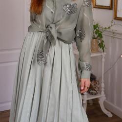 Minty Green Pleated Vintage Skirt | M