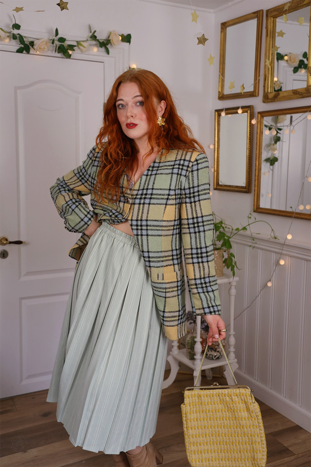 Minty Green Pleated Vintage Skirt | M
