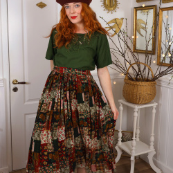Flowy Patterned Boho Vintage Skirt | M