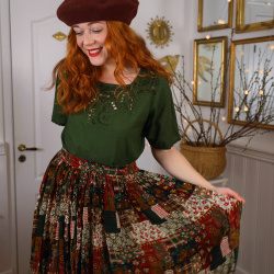 Flowy Patterned Boho Vintage Skirt | M