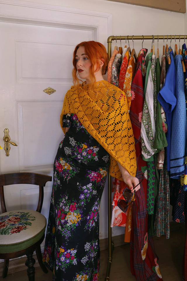 Golden Crochet Poncho 