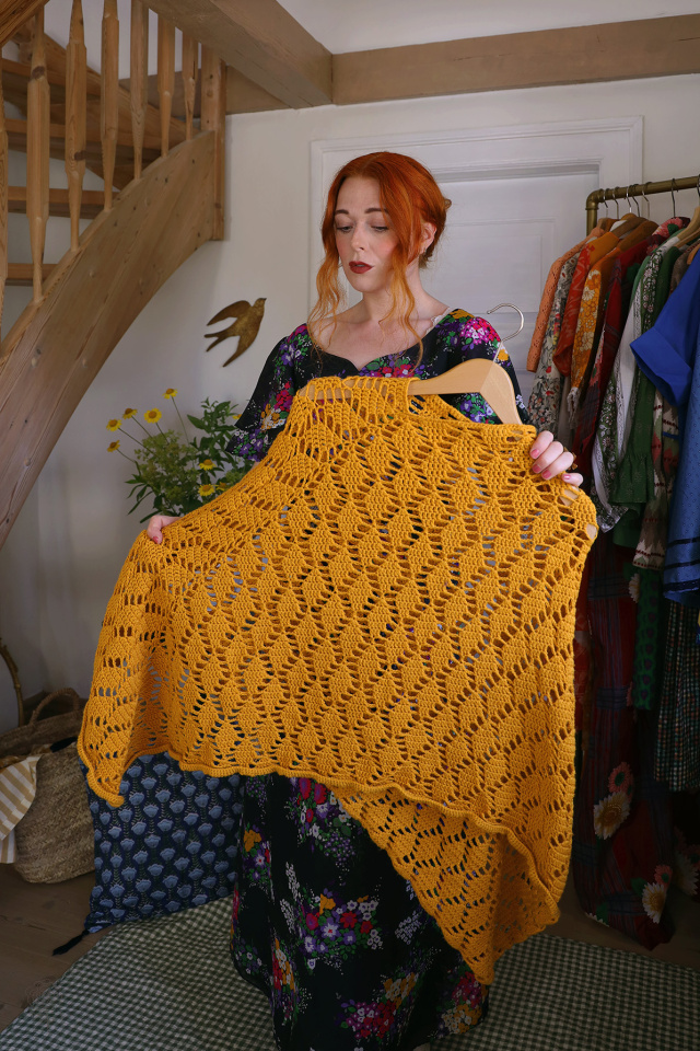 Golden Crochet Poncho 