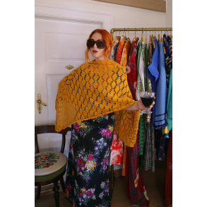 Golden Crochet Poncho 