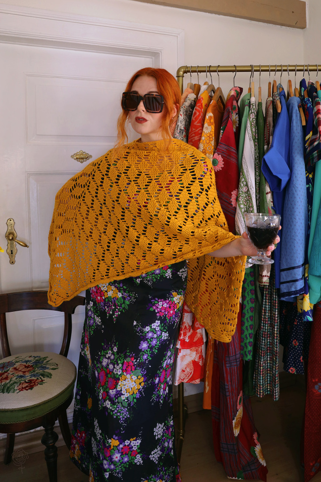Golden Crochet Poncho 