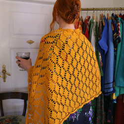 Golden Crochet Poncho 