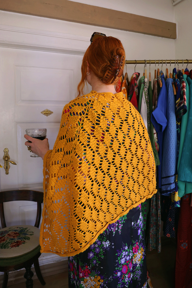 Golden Crochet Poncho 