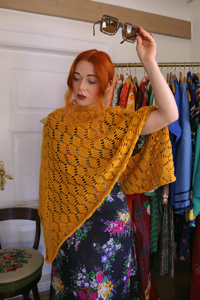 Golden Crochet Poncho 