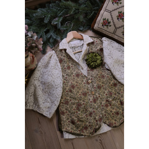 Olive Green Tapestry Vintage Waistcoat | S