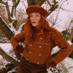 Orange &amp; Brown Handknitted Vintage Sweater | S