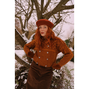 Orange & Brown Handknitted Vintage Sweater | S